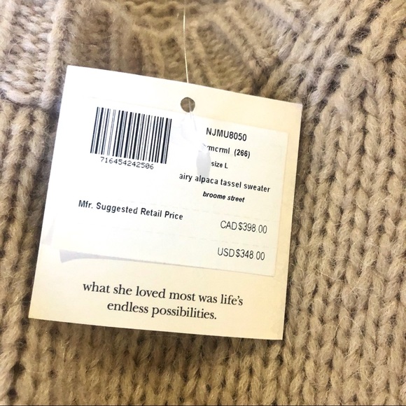 Kate Spade NWT Broome Street Alpaca Tassel Sweater Caramel L - Picture 8 of 8
